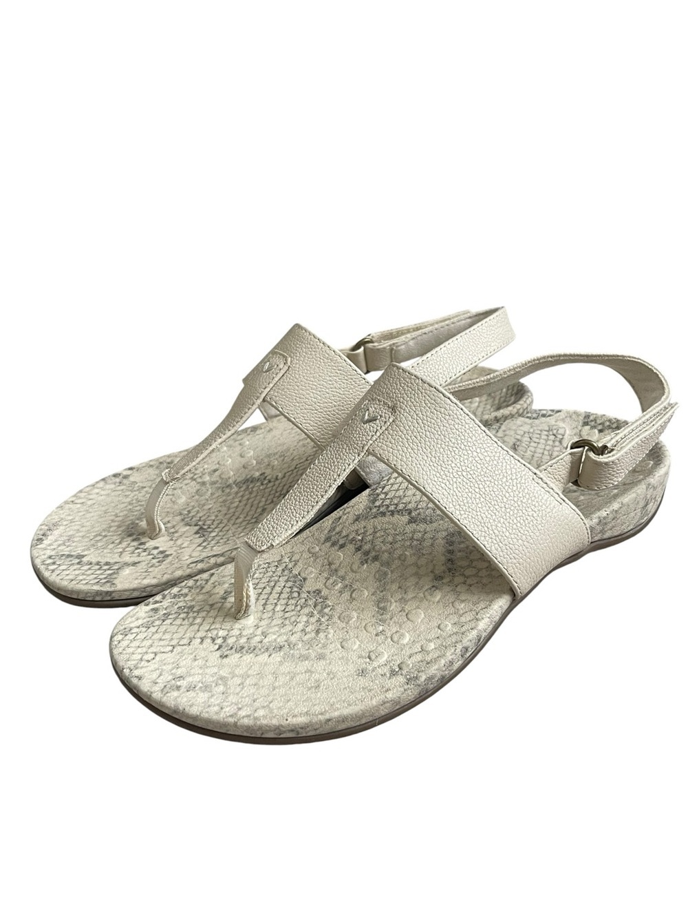 Vionic Tala T-Strap Supportive Leather Sandals Women’s Size 7 Snake Print